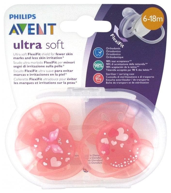 Avent Ultra Soft 2 Orthodontic Silicon Soothers 6-18 Months