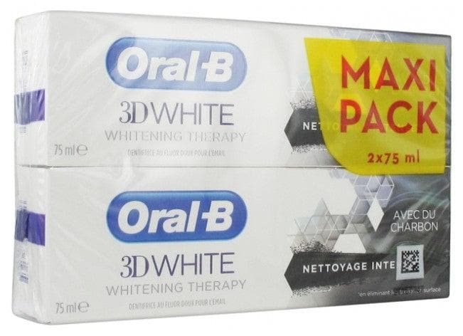 Oral-B 3D White Whitening Therapy Intense Cleaning Charcoal 2 x 75ml