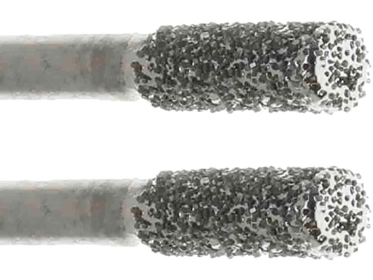 04.5mm 40 Grit Cylinder Diamond Burrs - 2pc - 1/8 inch shank