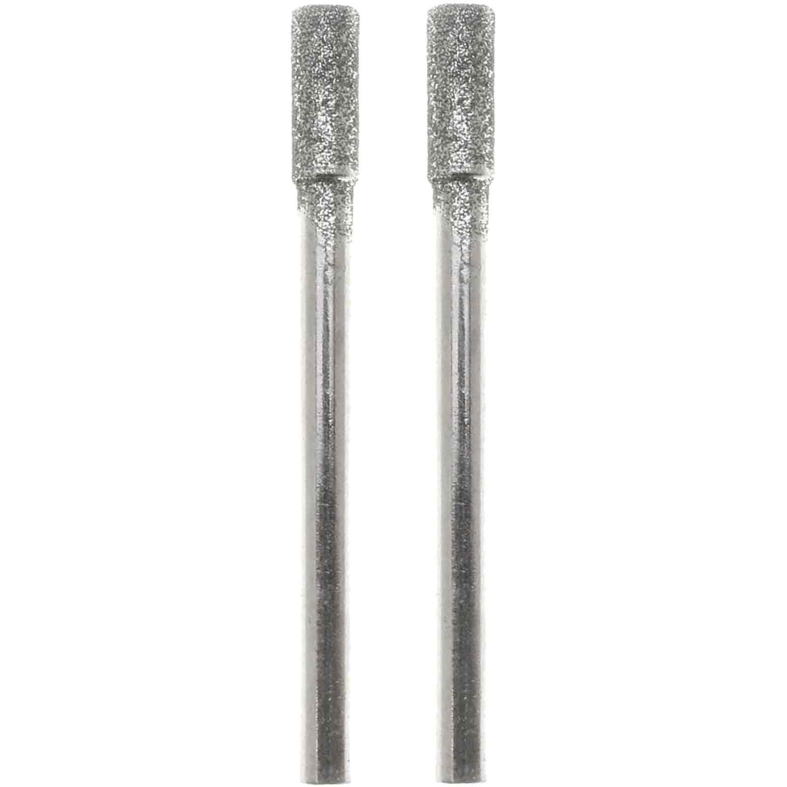 03.4mm 150 Grit Cylinder Diamond Burrs - 2pc- 1/8 inch shank