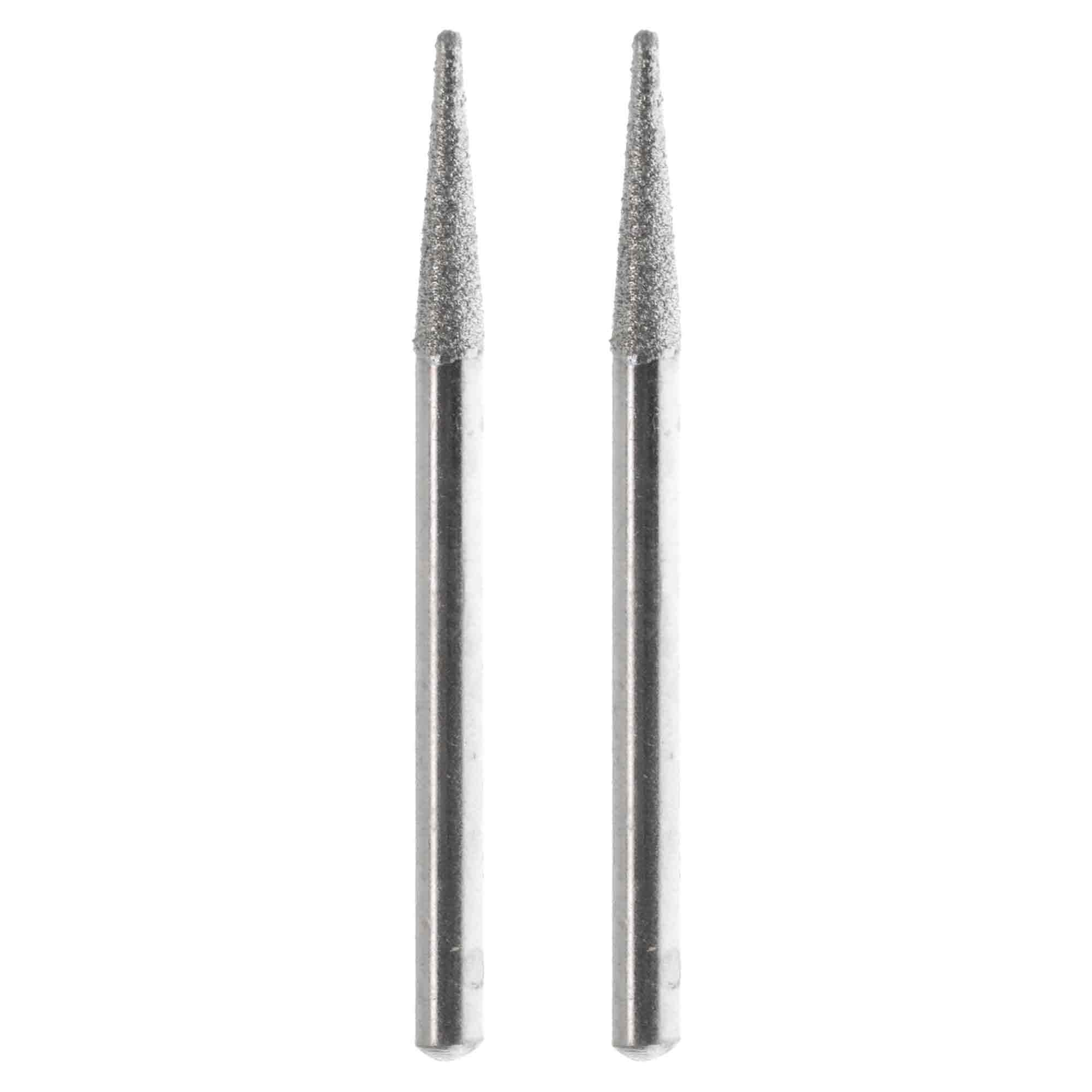 03.2 x 11.7mm 150 Grit Cone Diamond Burrs - 2pc - 1/8 inch shank