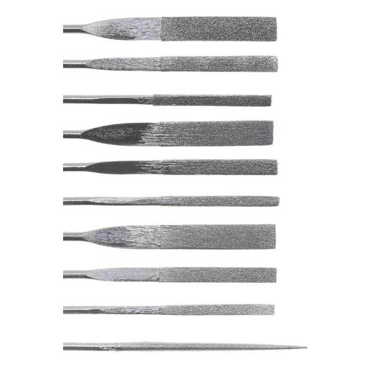10pc 3x140mm 3 Grit Diamond Needle File Set