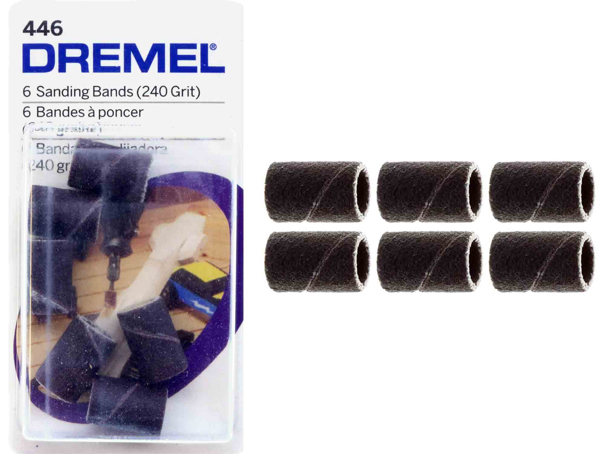 Dremel 446- 1/4 x 1/2 inch 240 Grit Sanding Bands - 6pc