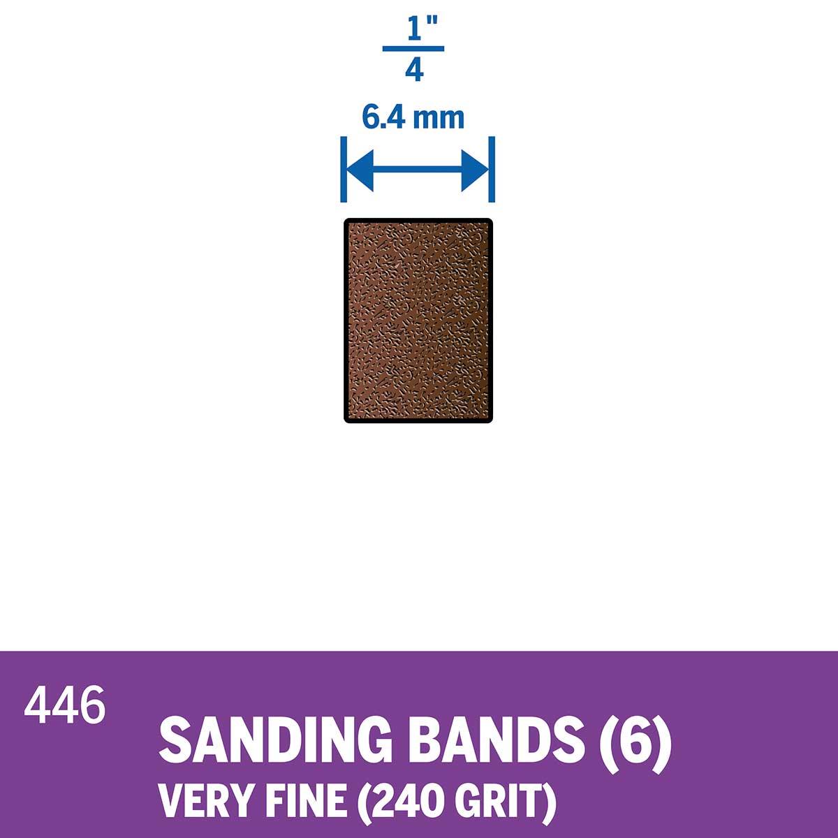 Dremel 446- 1/4 x 1/2 inch 240 Grit Sanding Bands - 6pc