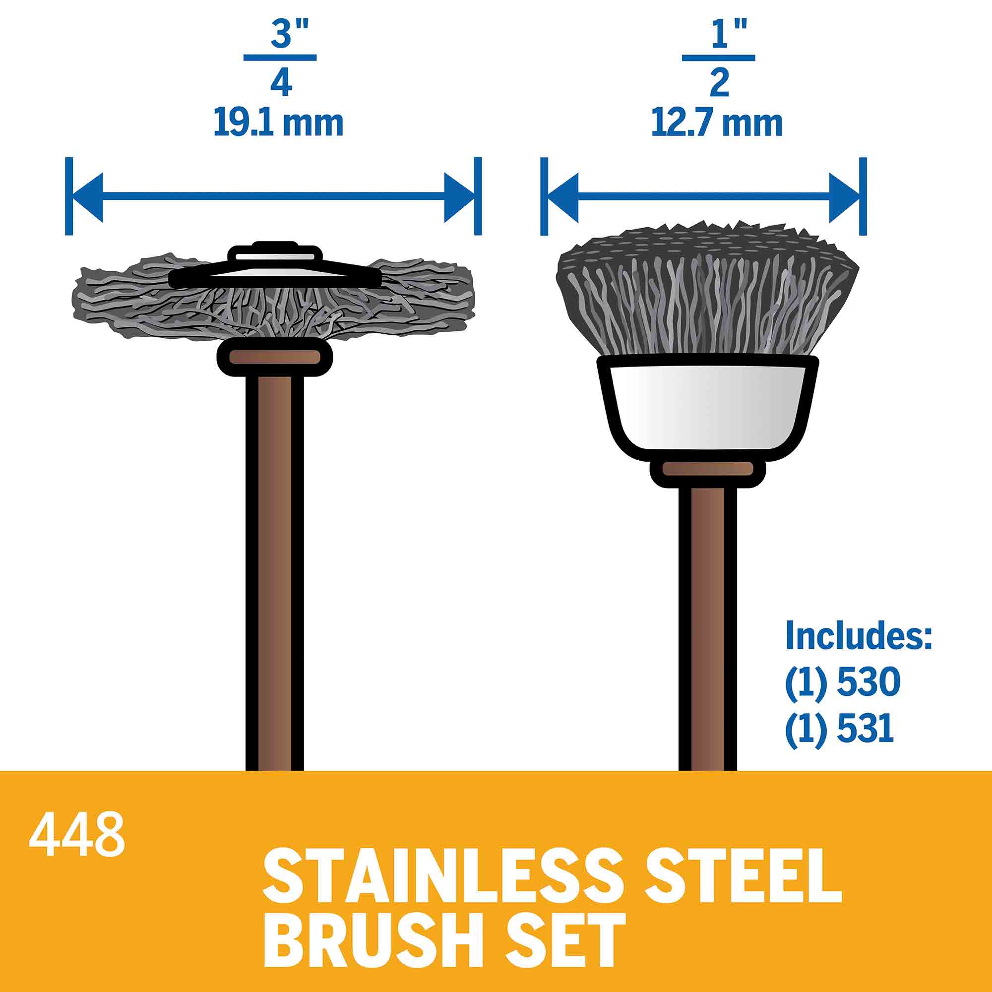 Dremel 448 Stainless Steel Brush Set - 2pc
