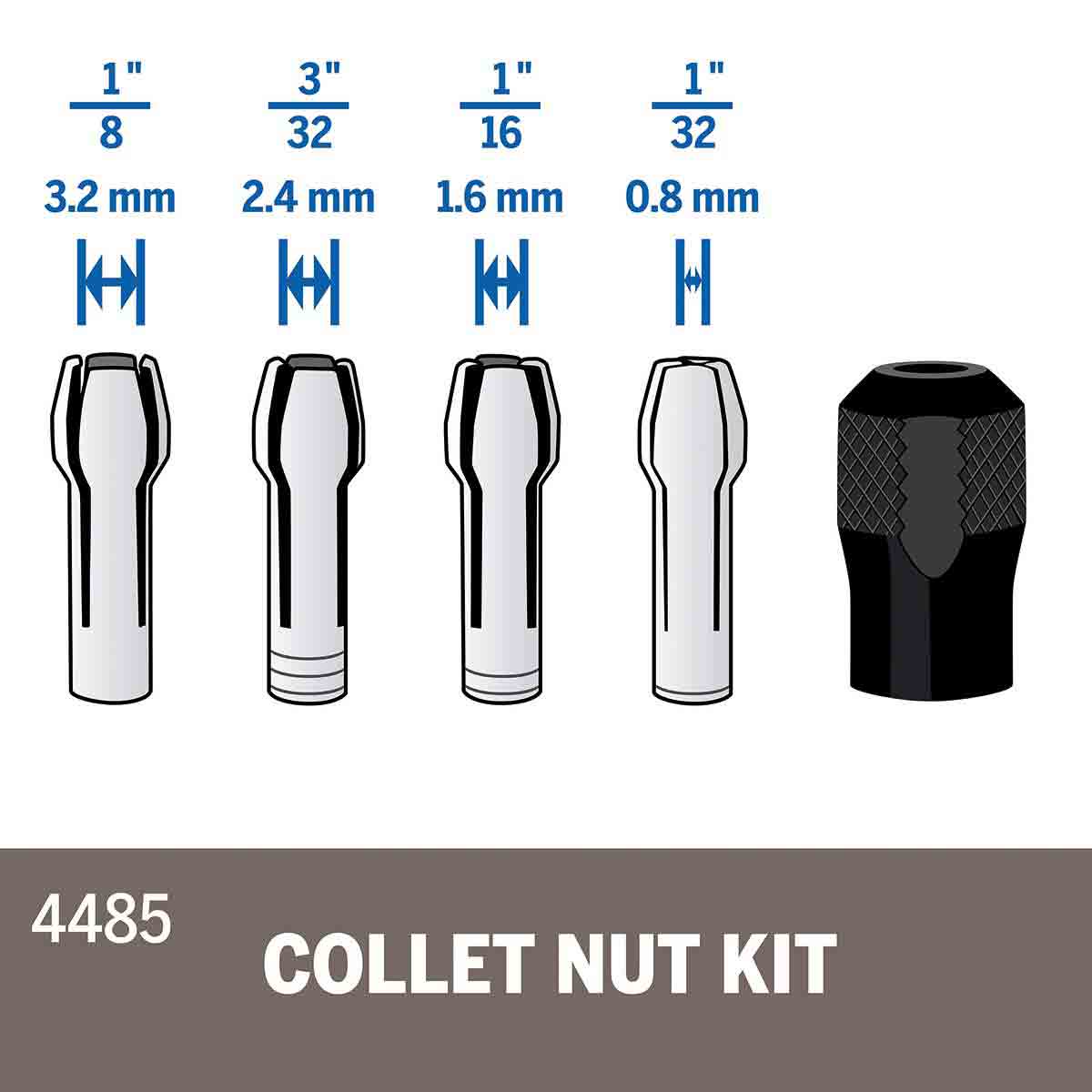 Dremel 4485 Collet and Nut Set - 5pc