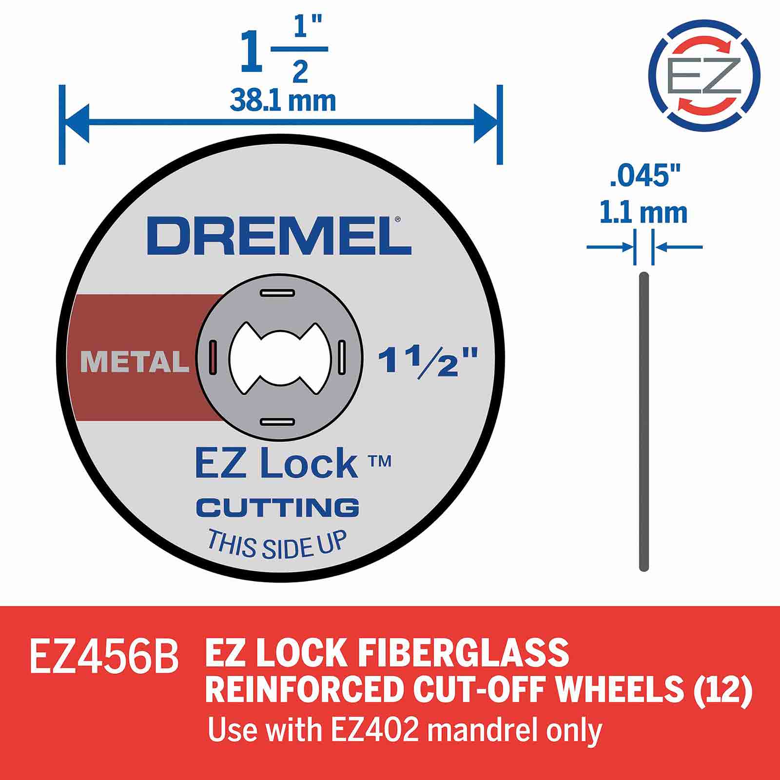 Dremel EZ456 EZ Lock Cut-off Wheels - Cuts Metal - 5pc