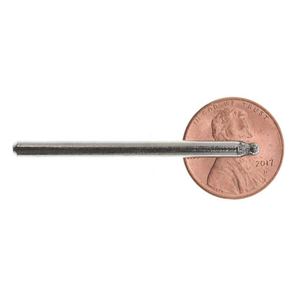 02.3mm 80 Grit Round Diamond Burrs - 2pc - 1/8 inch shank