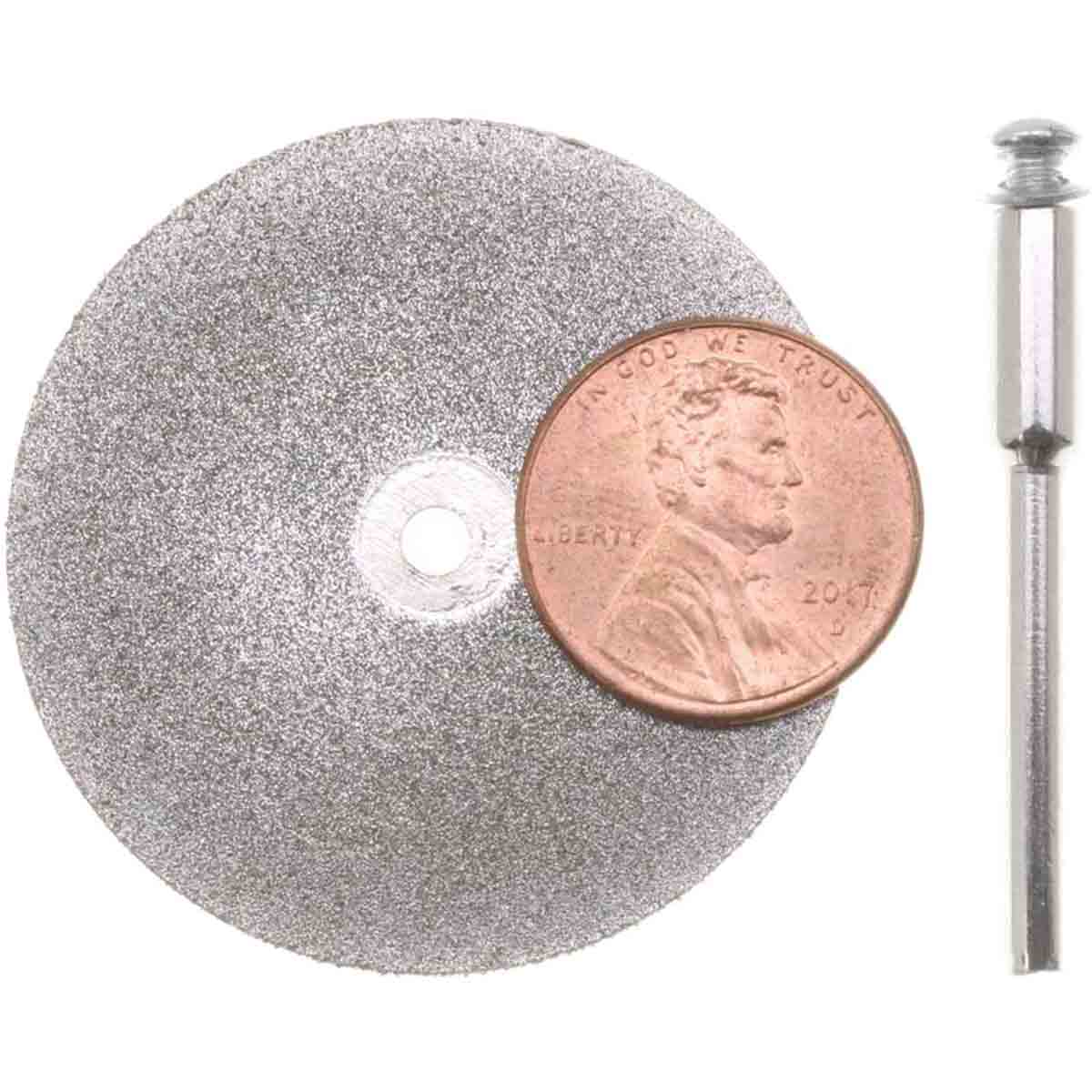 40mm - 1 5/8 inch 150 Grit Diamond Disc with Mandrel - 1/8 inch shank