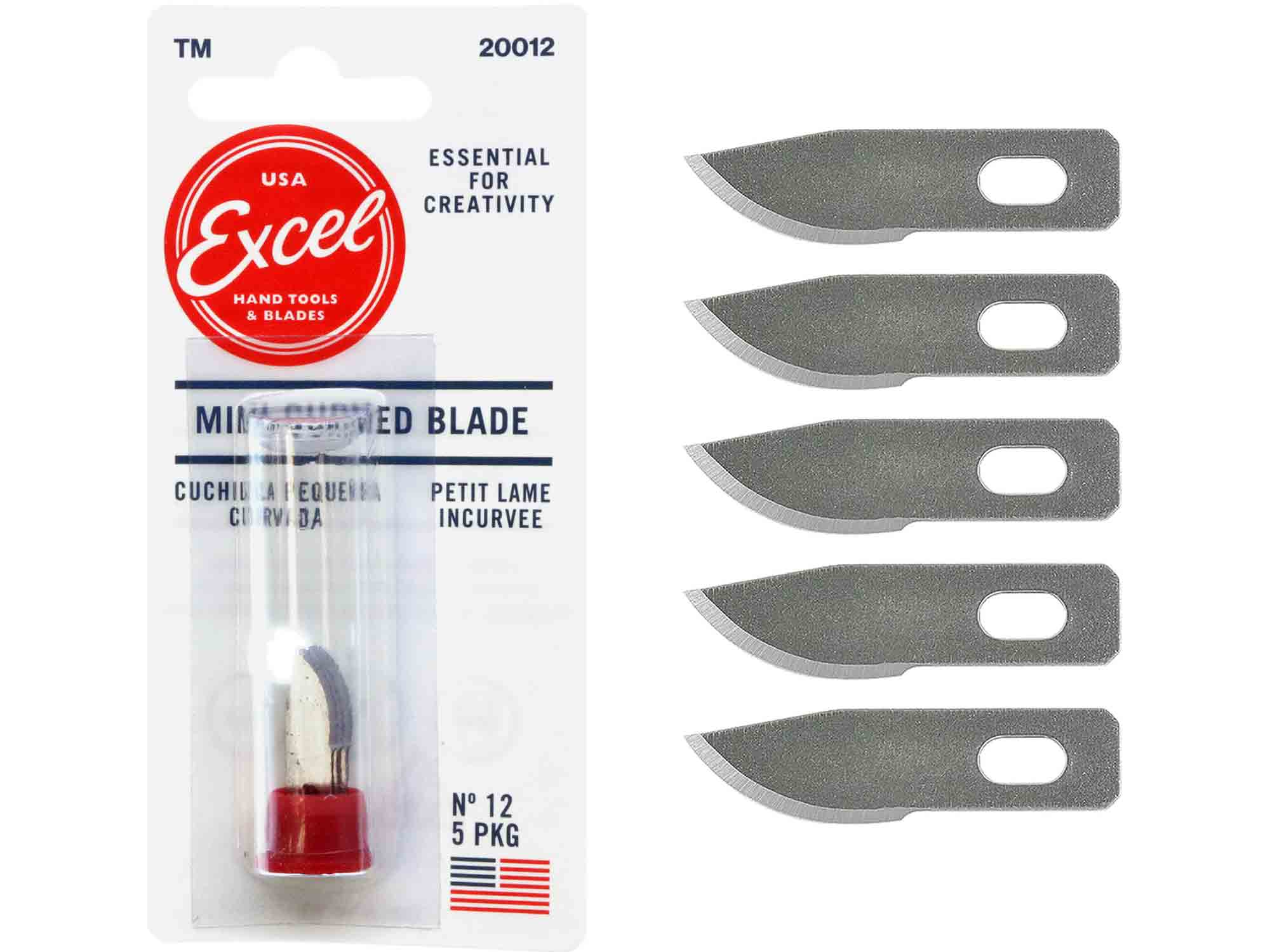 Excel 20012 #12 Mini Curved Edge Knife Blades - USA - 5pc