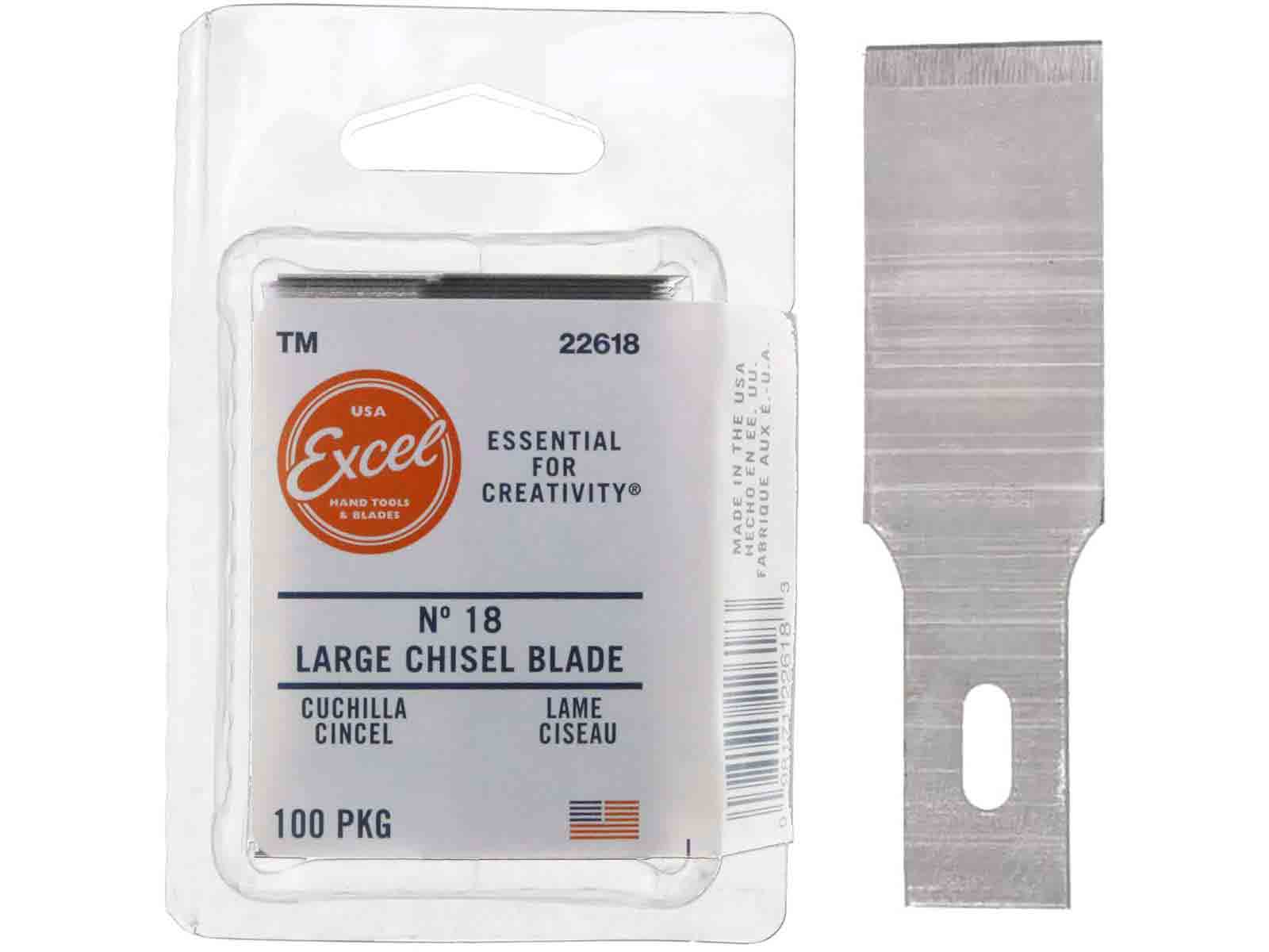 Excel 22618 #18 Large Chisel Knife Blade - USA - 100pc