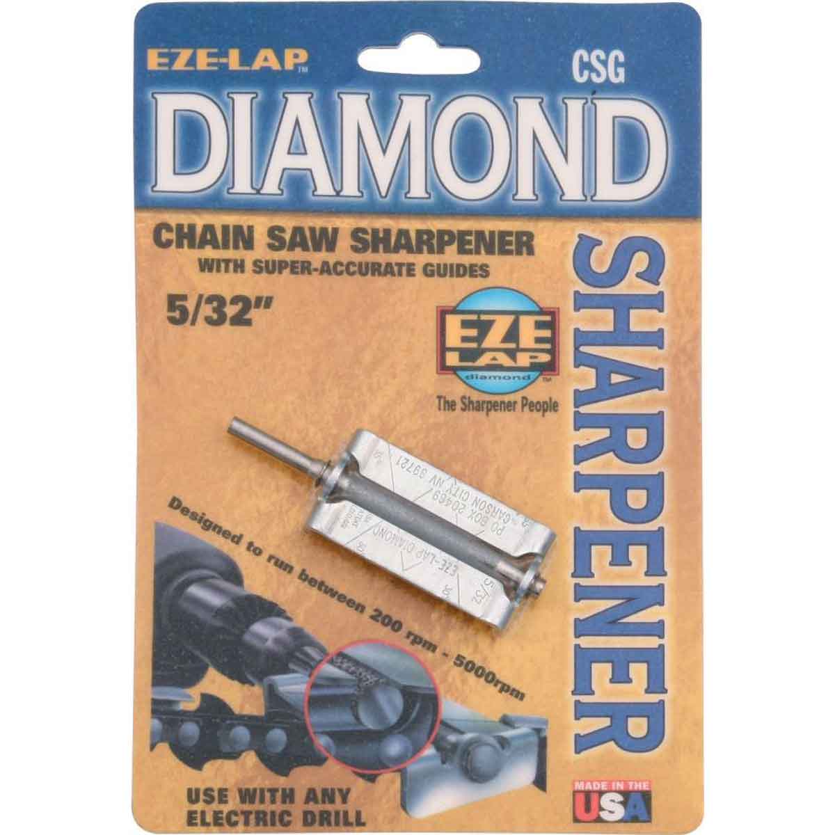 Eze-Lap CSG 5/32 inch Diamond Chain Saw Sharpener with Guide - USA