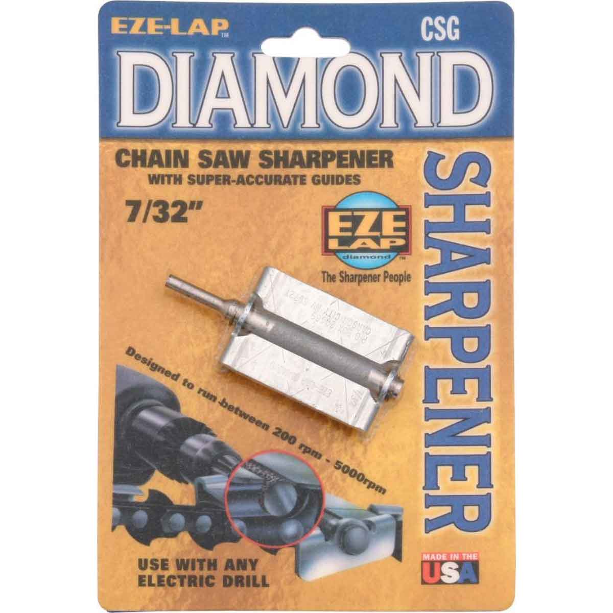 Eze-Lap CSG 7/32 inch Diamond Chain Saw Sharpener with Guide - USA