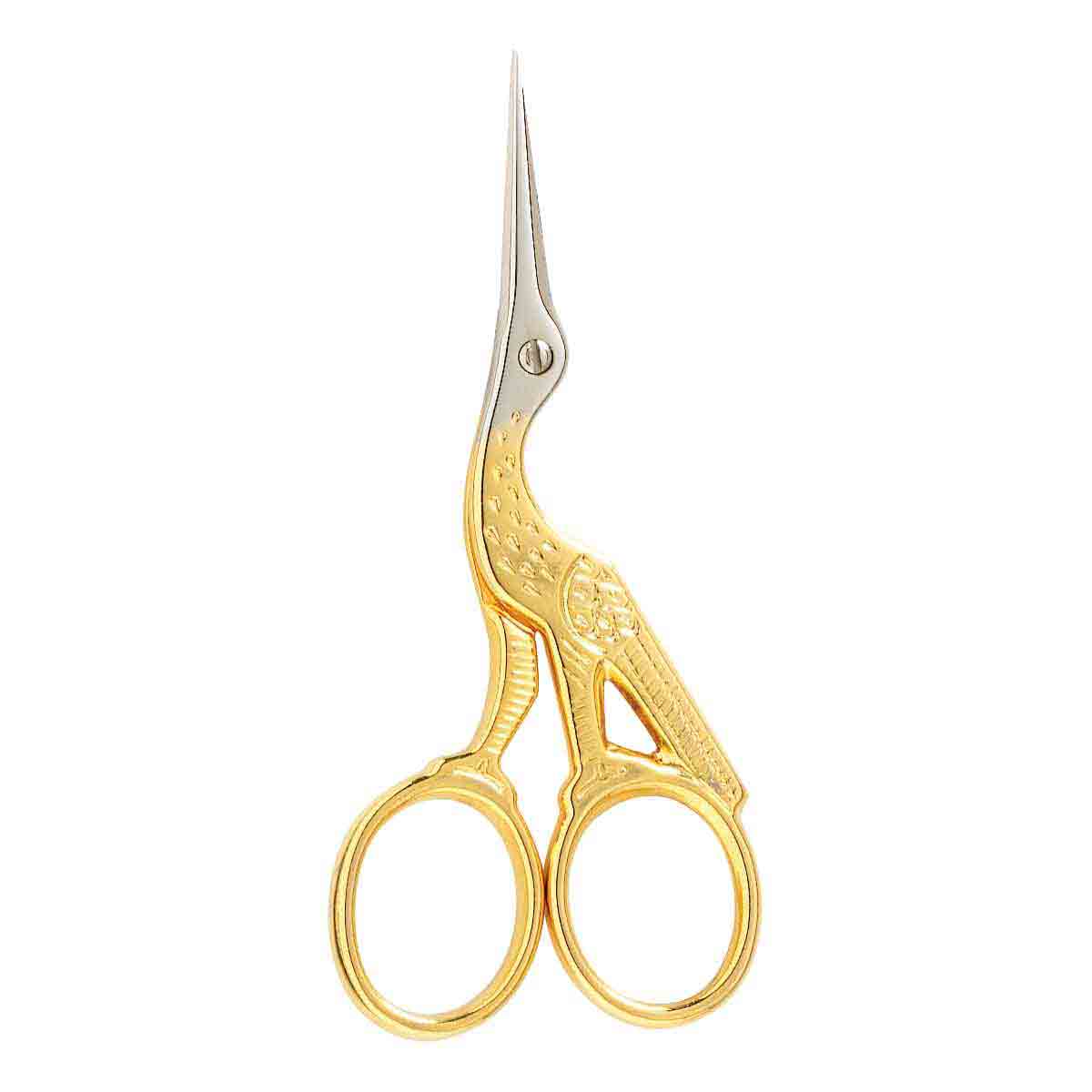 Gingher 220490 - 3 1/2 inch Gold Handled Stork Embroidery Scissors