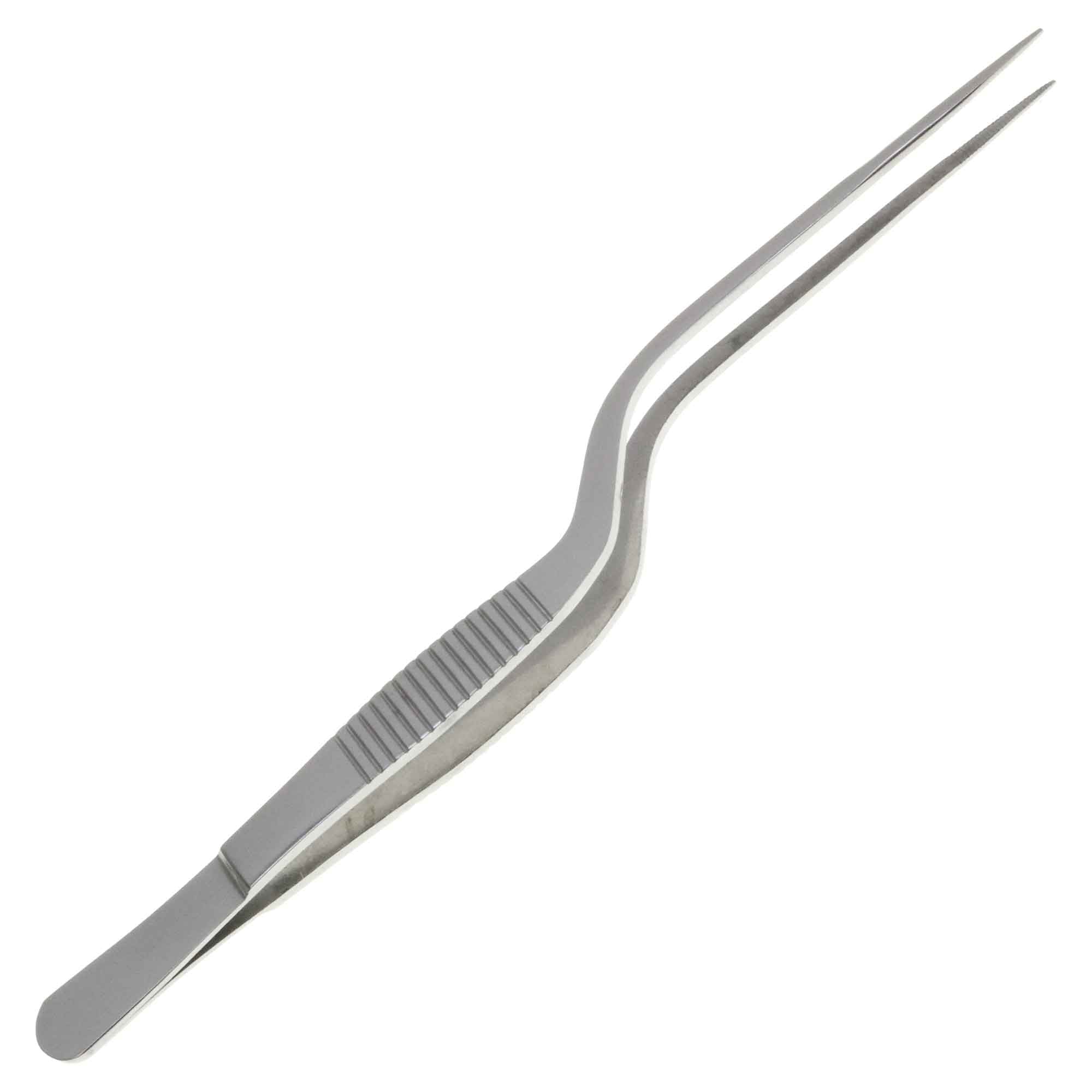 6.25 inch Offset Tweezer Medium Serrated Tip