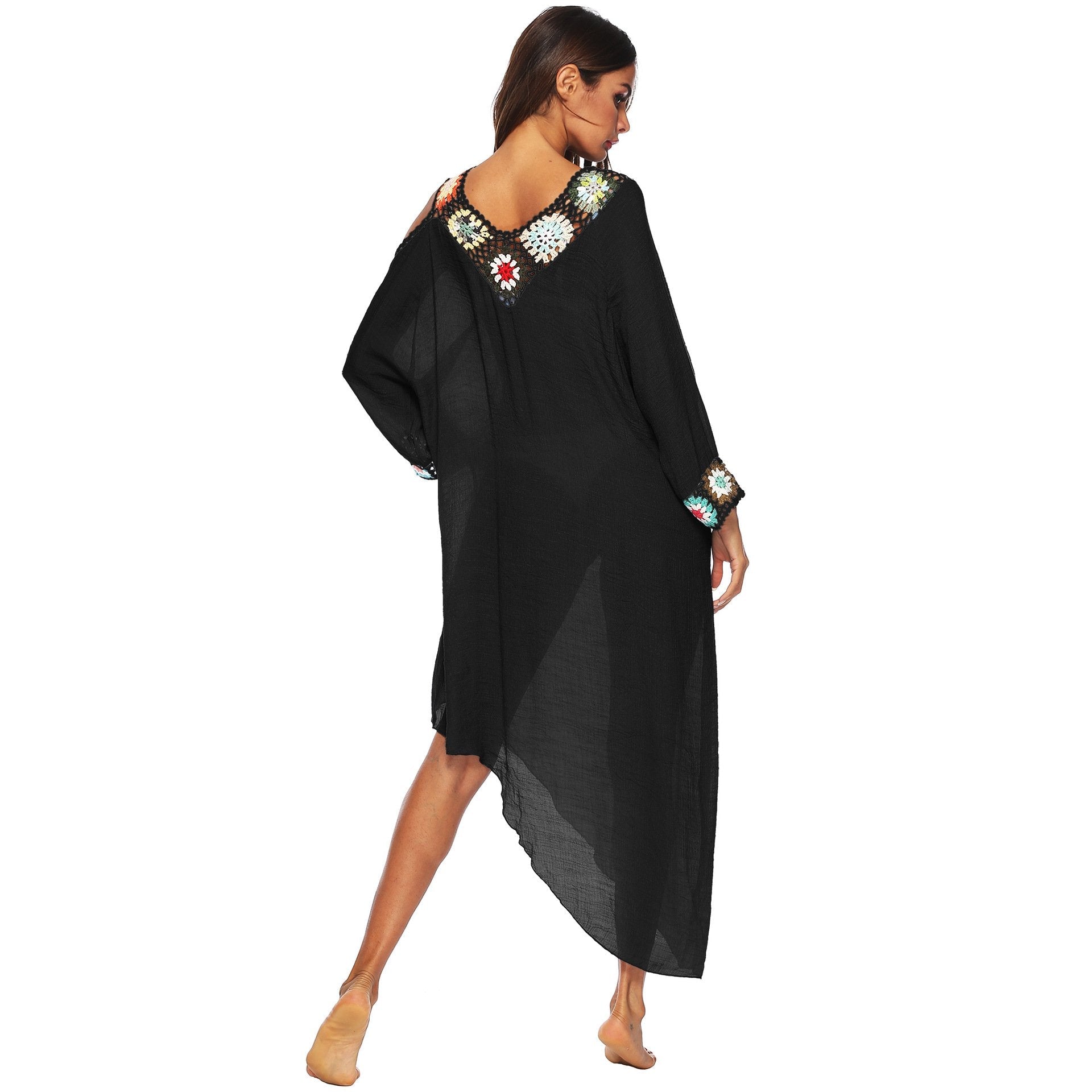 V neck Irregular Beach blouse Long sleeve Maxi Dresses