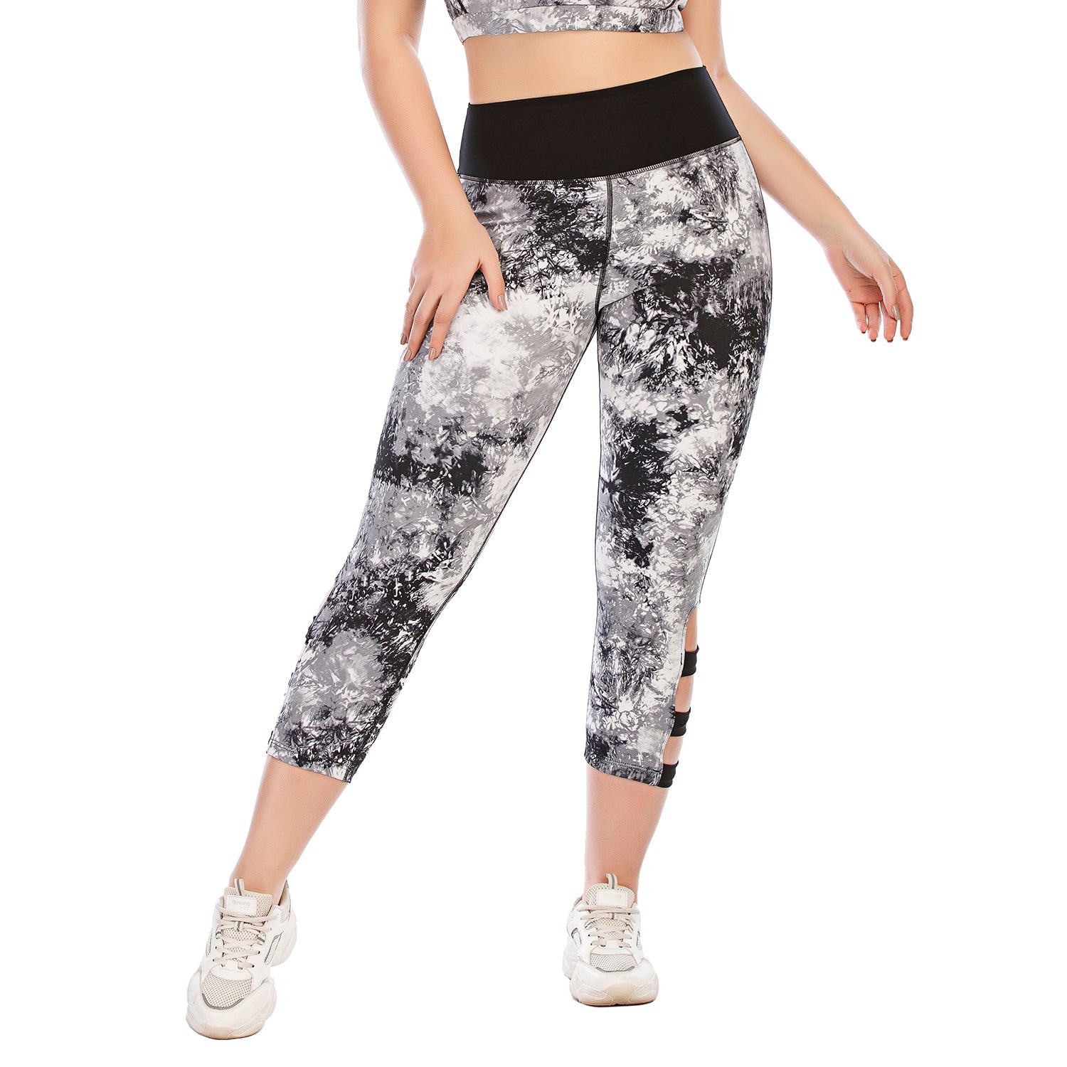 Capri Pants for Plus Size Yoga Leggings Tie Dye