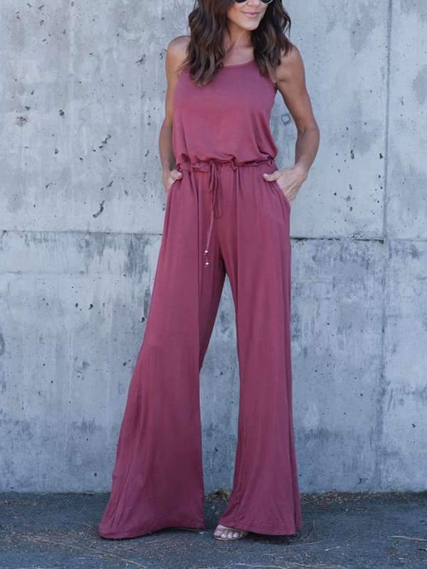 Stylish Strapless Women Plain Long Jumpsuit