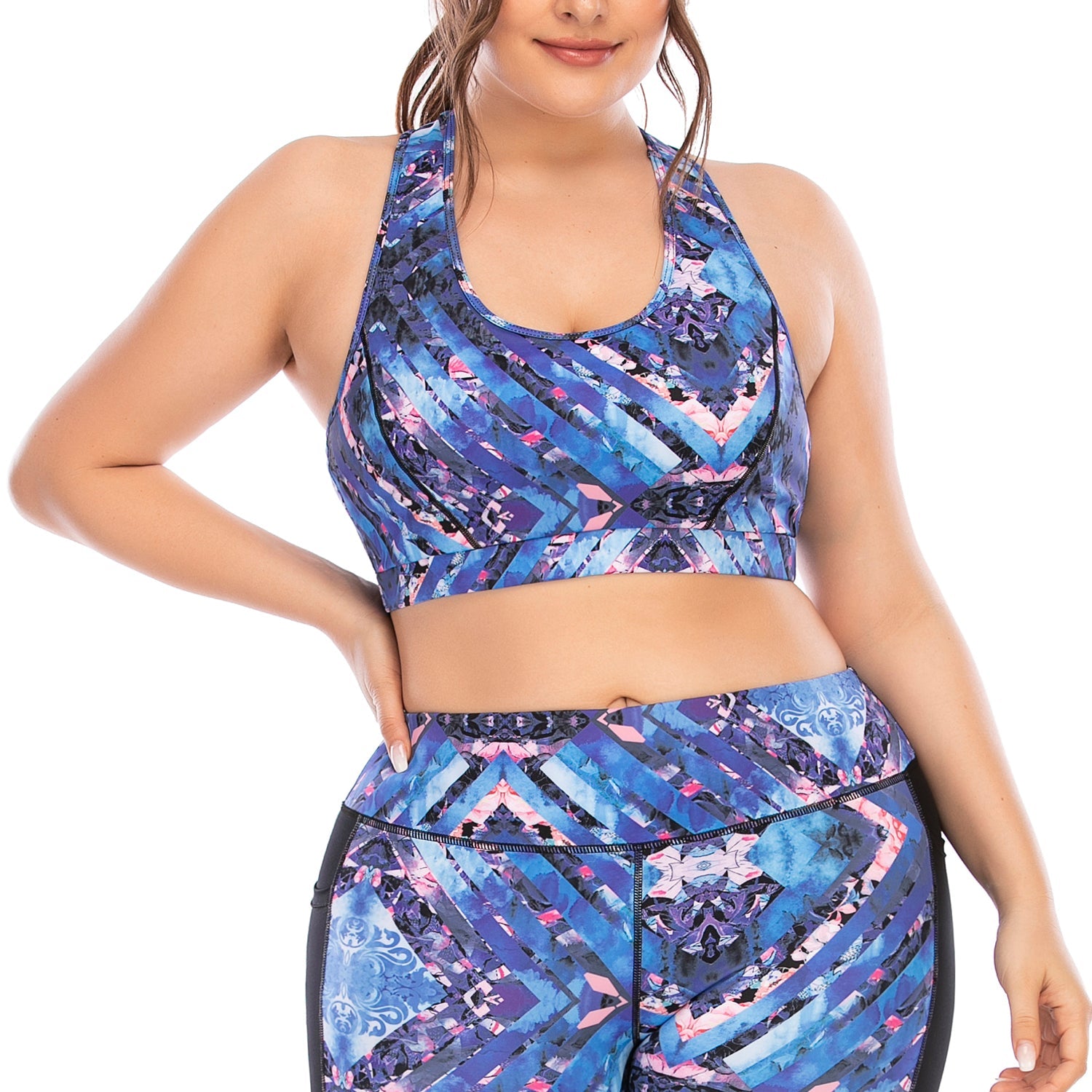 Printed Vivid Color Yoga Tops for Plus Size