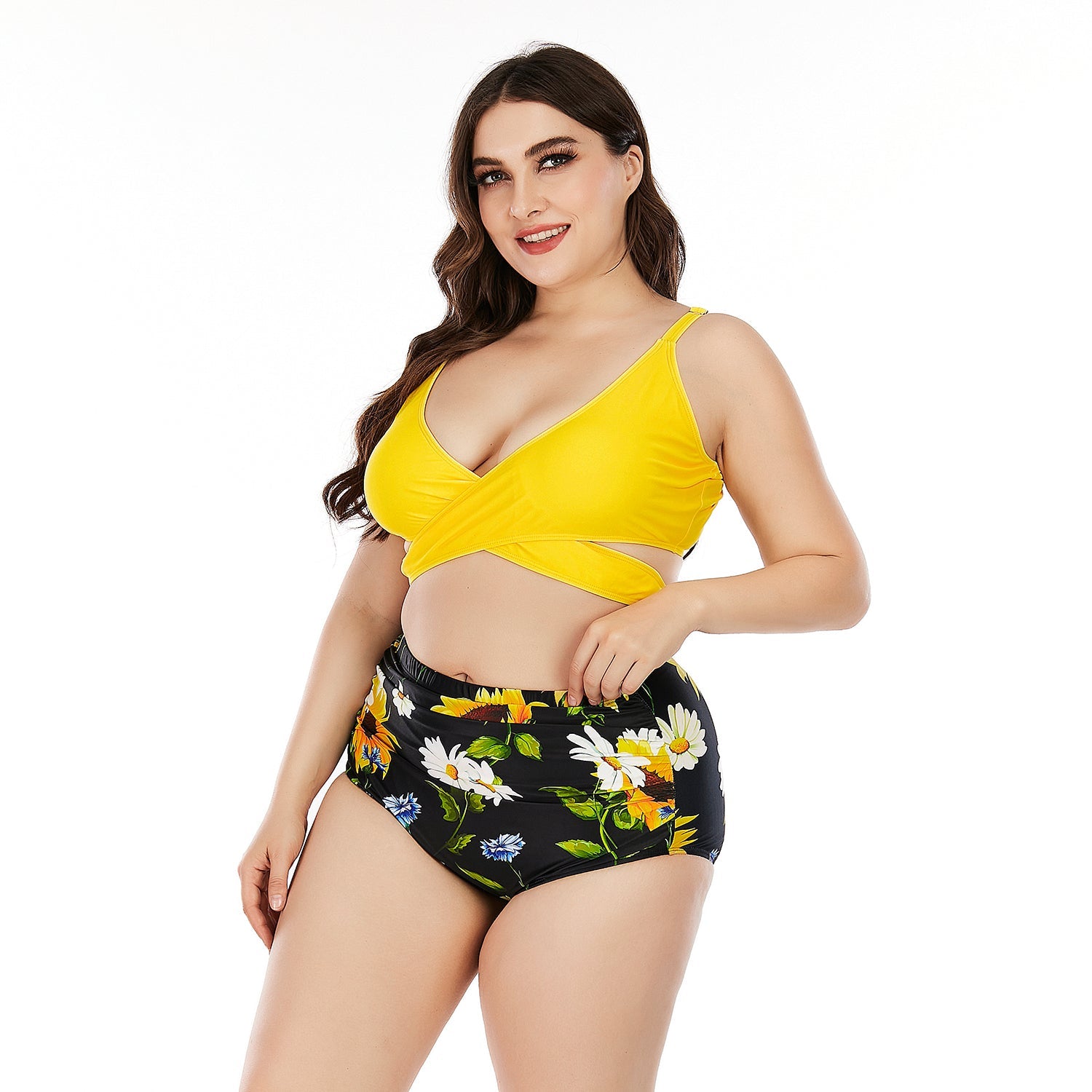 Plus Size printing High Waist Bikini Swimsuit