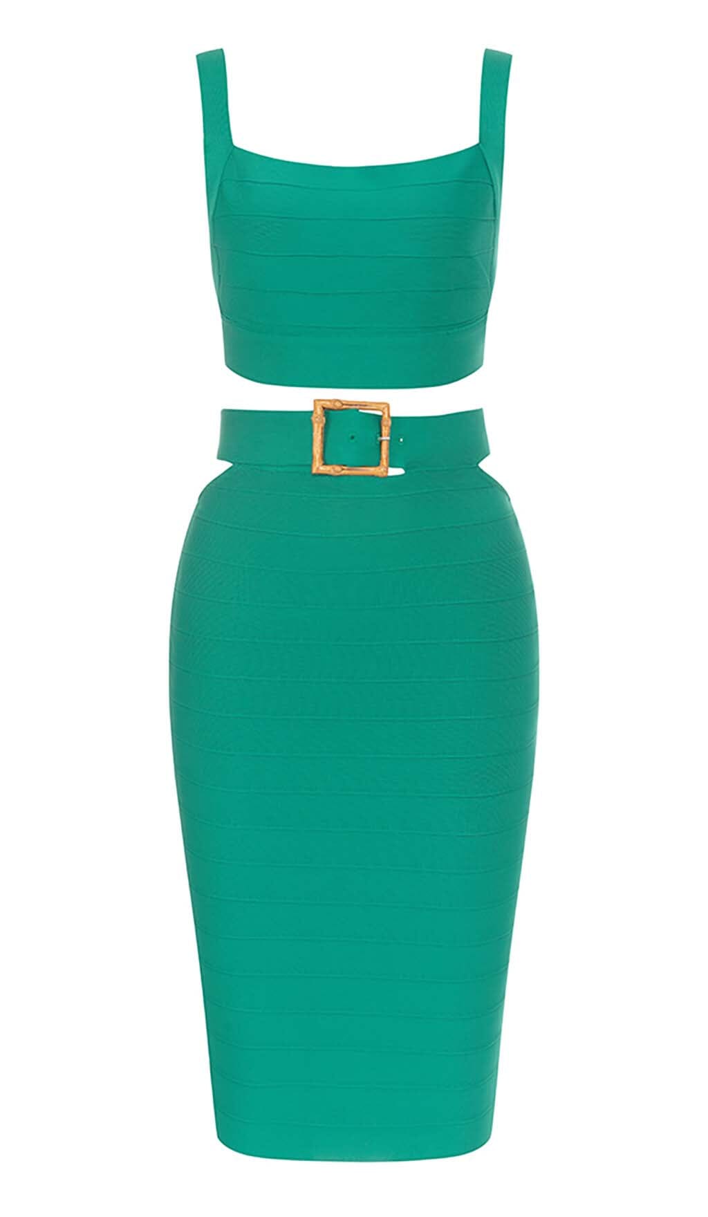 CUT OUT TWO-PIECE MIDI DRESS IN JADE