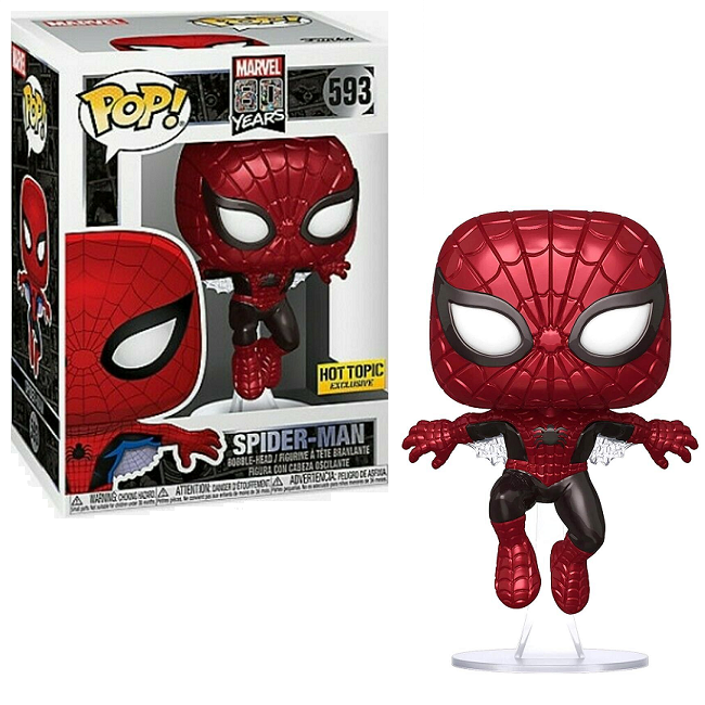  Spider-Man #593 - Marvel 80th Funko Pop! [Metallic Hot Topic Exclusive] 
