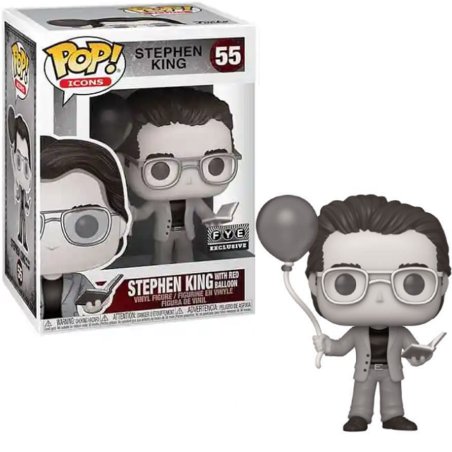  Stephen King With Red Balloon #55 - Stephen King Funko Pop! Icons [B&W FYE Exclusive] 