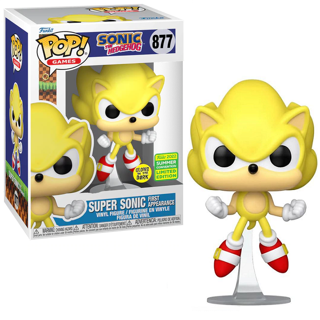  Super Sonic First Appearance #877- Sonic the Hedgehog Funko Pop! Games [GITD 2022 Summer Convention Limited Edition] 