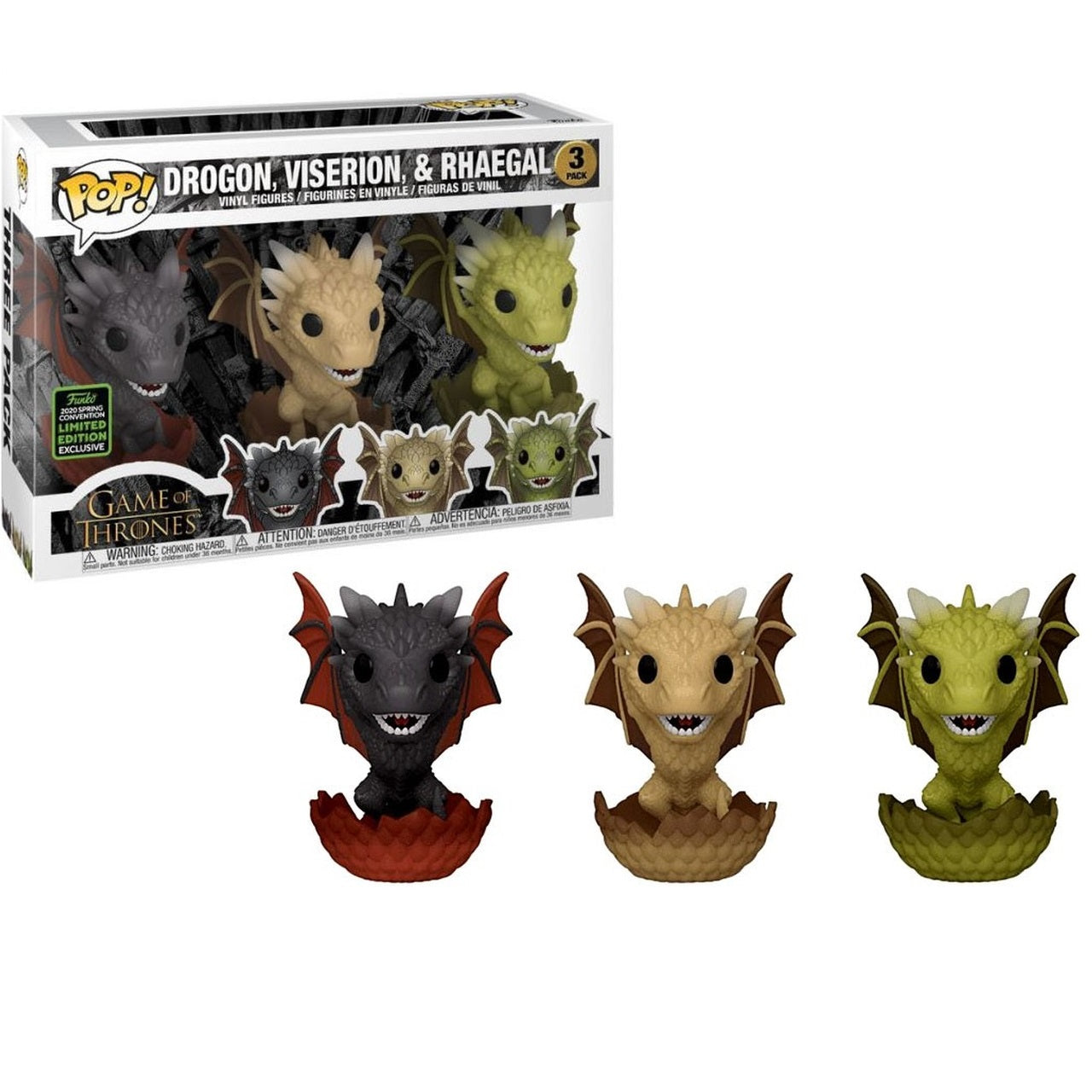  Drogon Viserion & Rhaegal - Game of Thrones Funko Pop! [2020 ECCC Spring Convention Exclusive] 