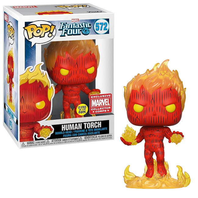  Human Torch #572 – Fantastic Four Funko Pop! [Gitd Marvel Collector Corps Exclusive] 