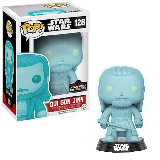 Qui Gon Jinn #128 - Star Wars Funko Pop! [Holographic Gitd 2017 Star Wars Celebration] 