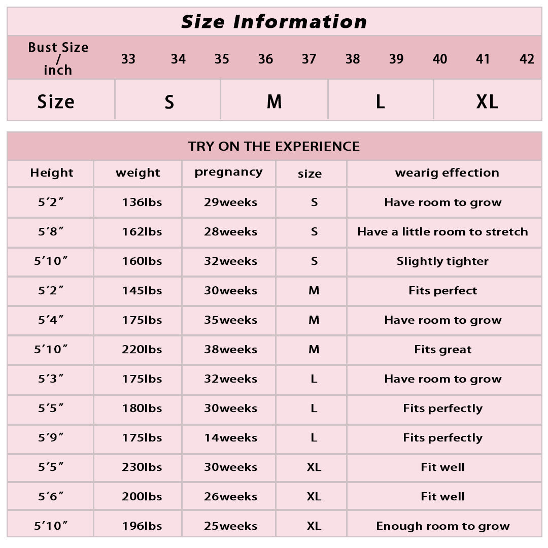 Peauty Maternity Dress Size Chart