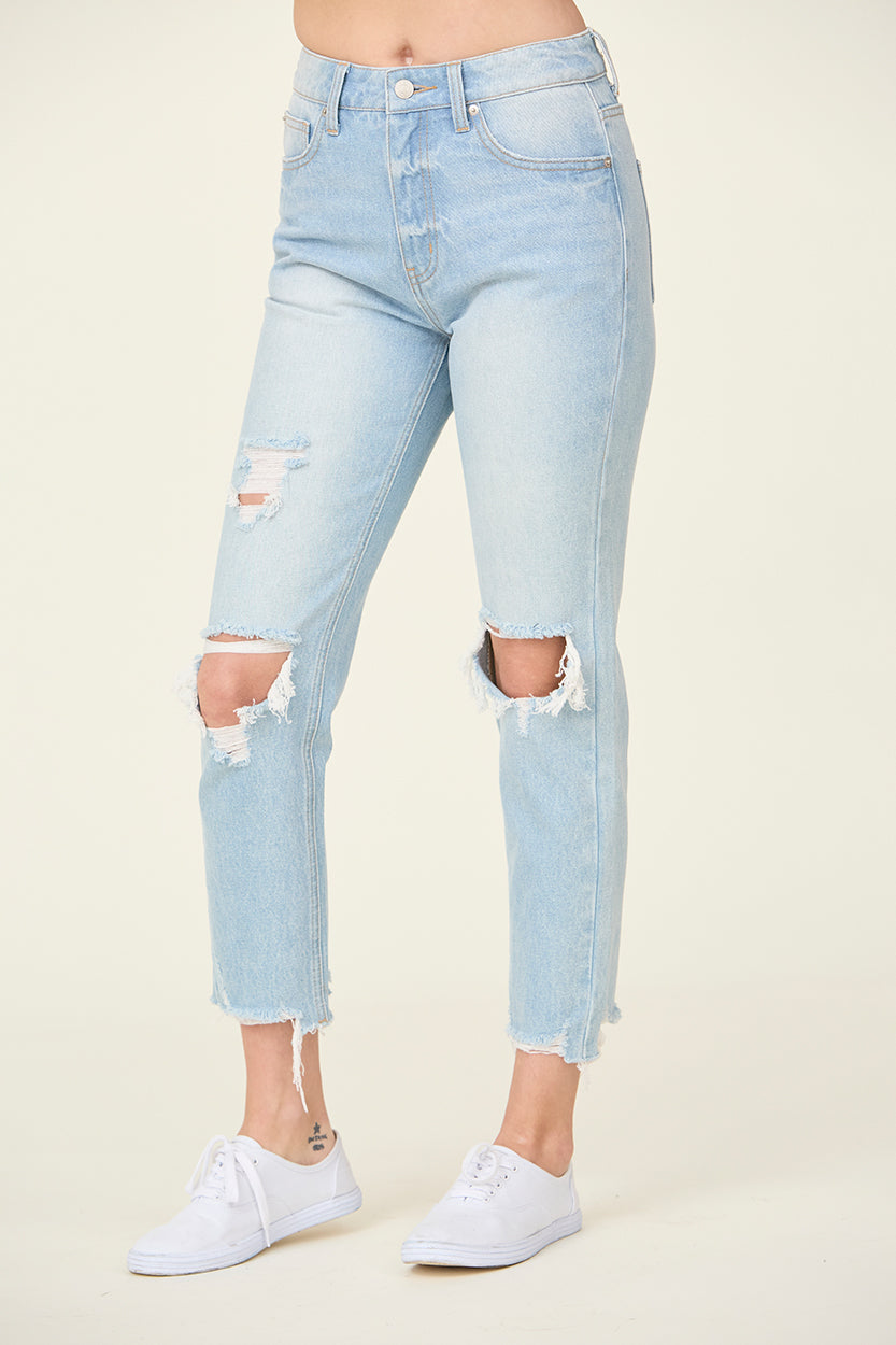 TNR | High Rise Ripped Girlfriend Jeans