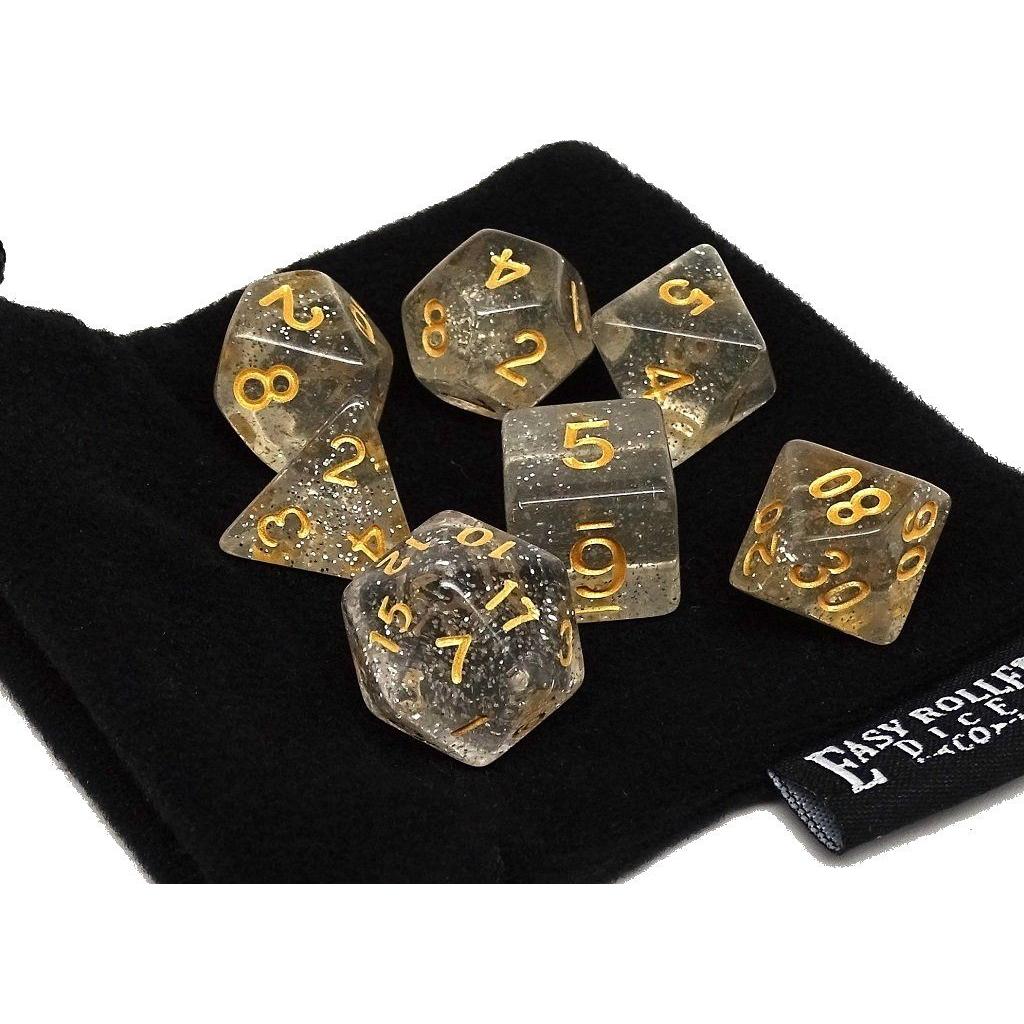 Clear Translucent Galaxy Dice Collection - 7 Piece Set