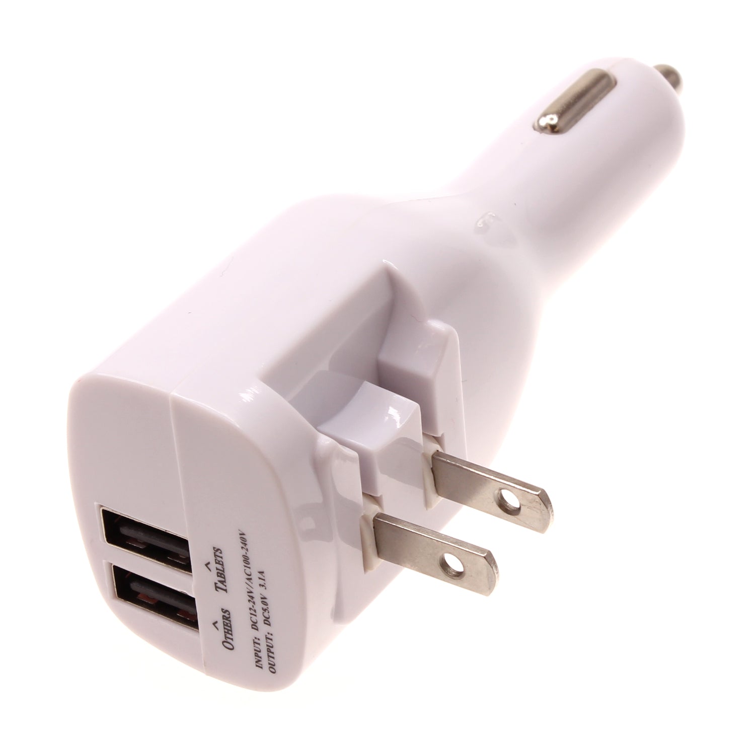 2-in-1 Car Home Charger, Folding Prongs Charging Wire Travel Adapter Power Cord 6ft Long USB Cable - NWY13