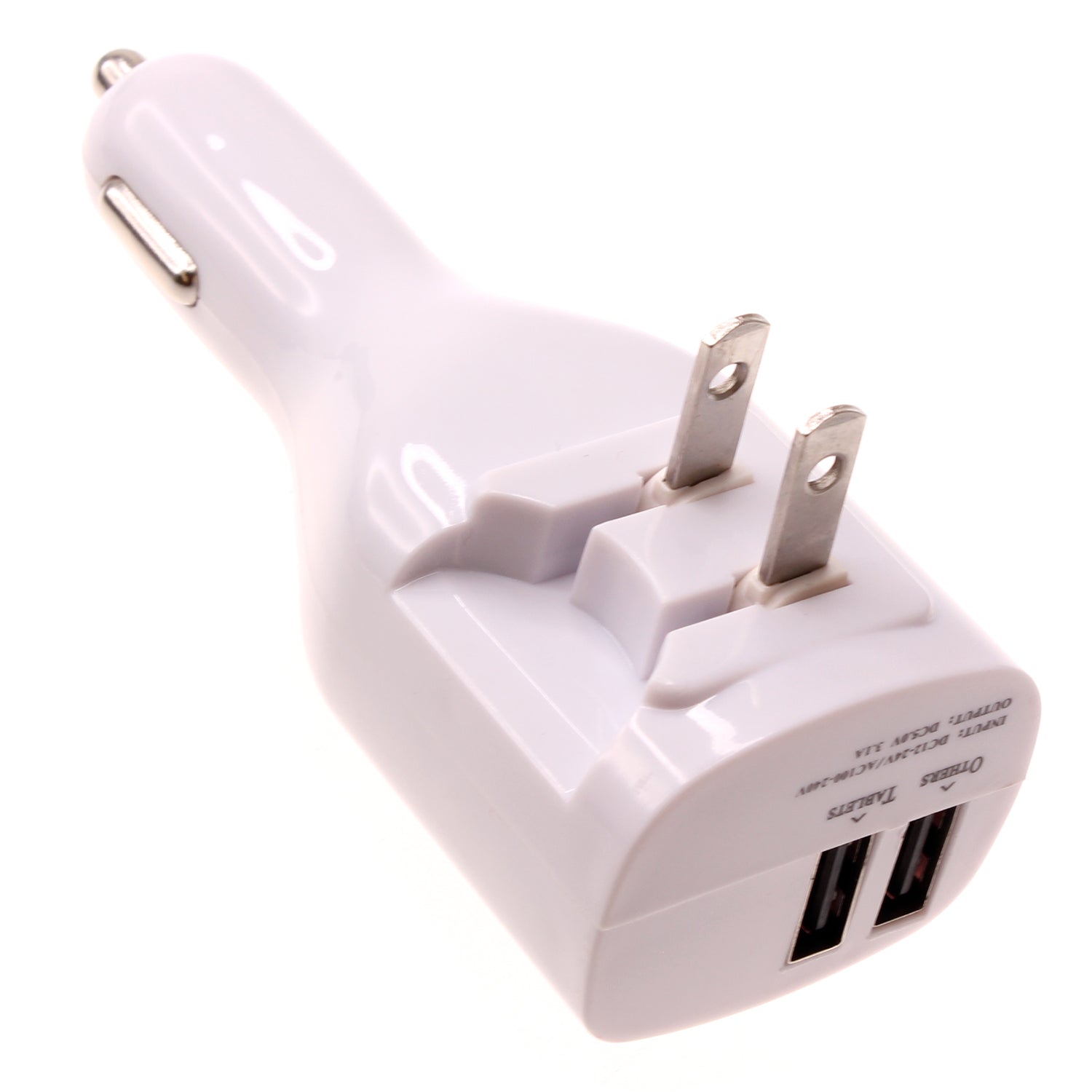 2-in-1 Car Home Charger, Folding Prongs Charging Wire Travel Adapter Power Cord 6ft Long USB Cable - NWY13
