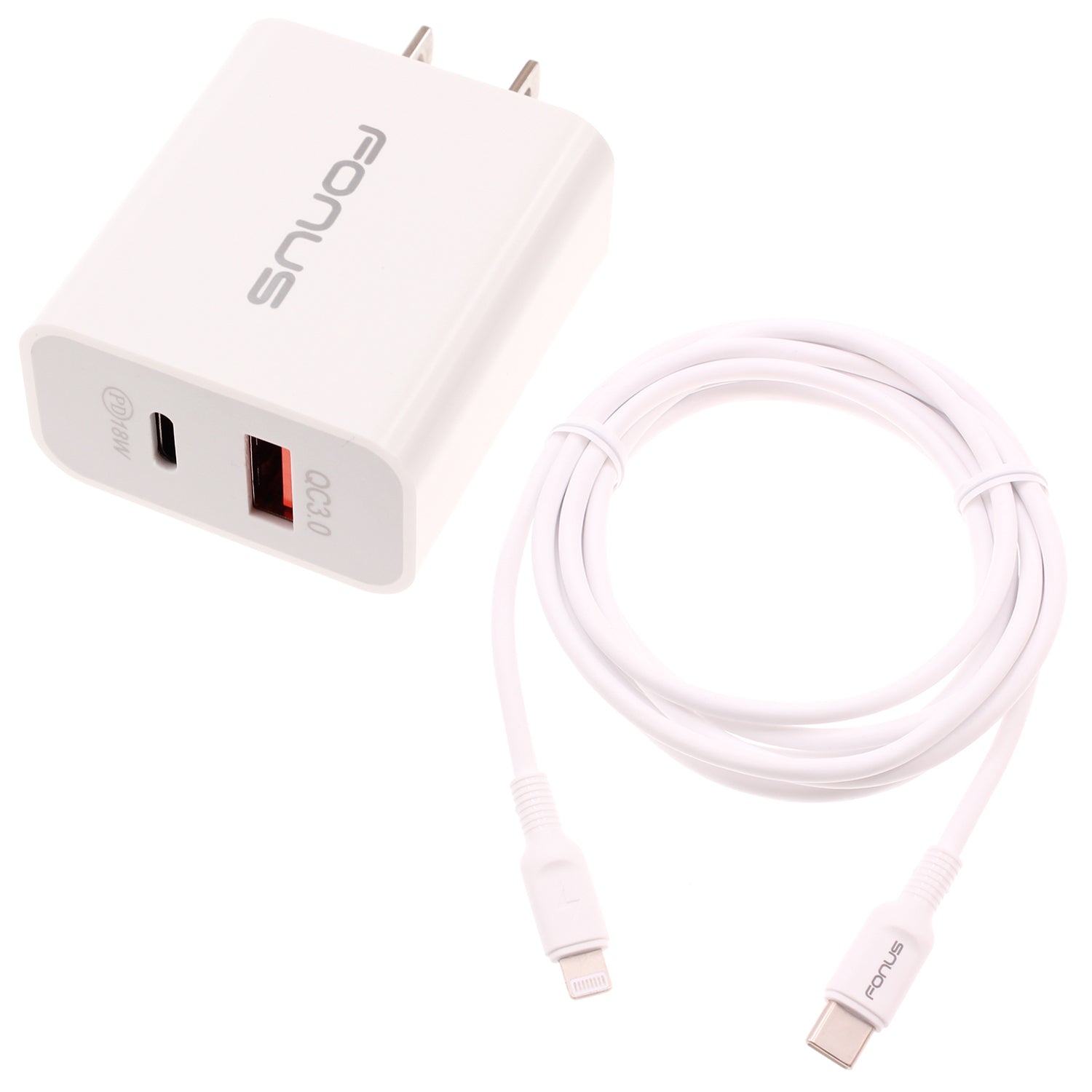 36W PD Home Charger, QC3.0 Adapter Power Cord USB-C 6ft Long Cable Fast Type-C - NWE40