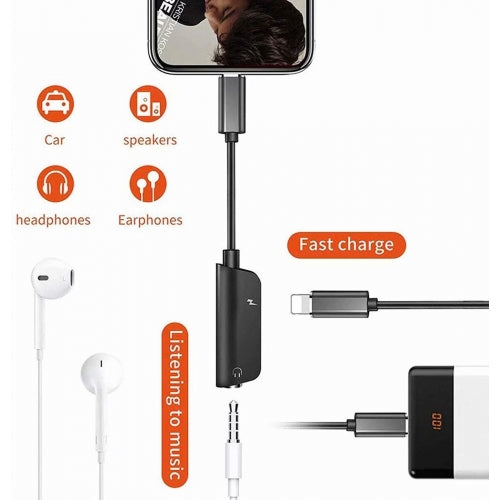 3.5mm Earphone Adapter, Headset Adaptor Mic Support Splitter Charger Port Headphone Jack - NWF27