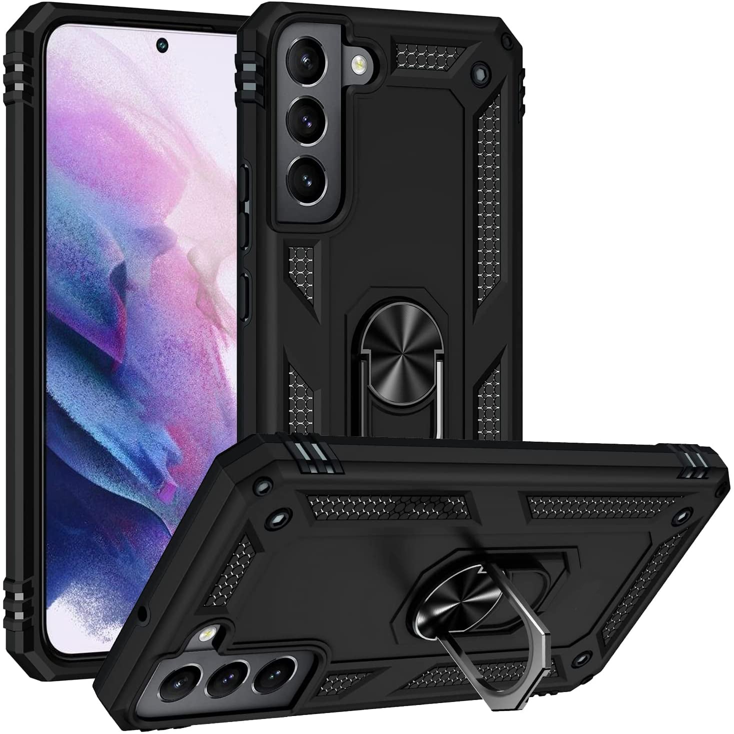 Hybrid Case Cover, Armor Shockproof Kickstand Metal Ring - NWZ03