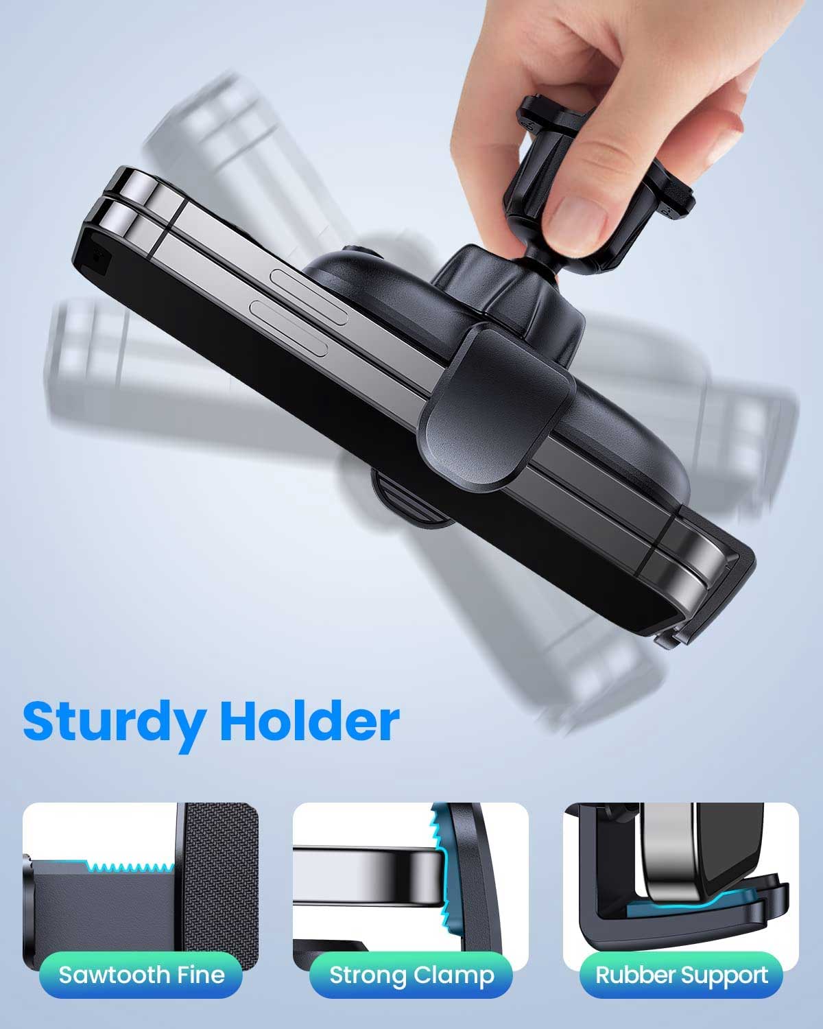 Car Mount, Strong Grip Cradle Swivel Phone Holder Air Vent - NWY98