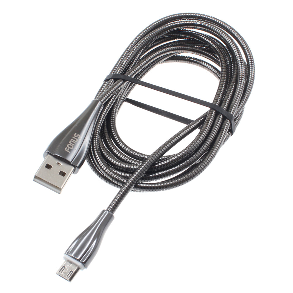 Metal USB Cable, Wire Power Charger Cord MicroUSB 6ft - NWR90