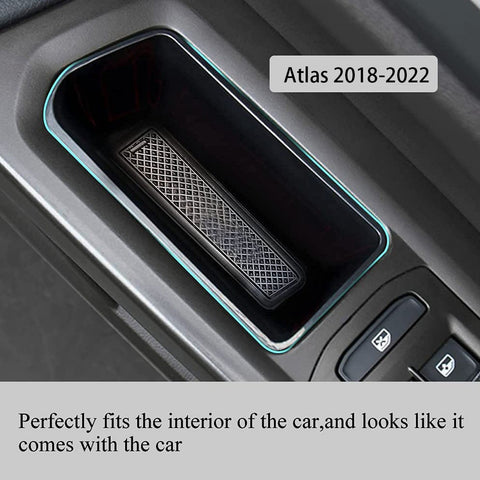 Door Side Storage Box Fit for VW Volkswagen Atlas 2018-2022 Atlas Cross Sport Armrest Phone Container Door Organizer Handle Pocket ABS Tray Insert Glove Pallet