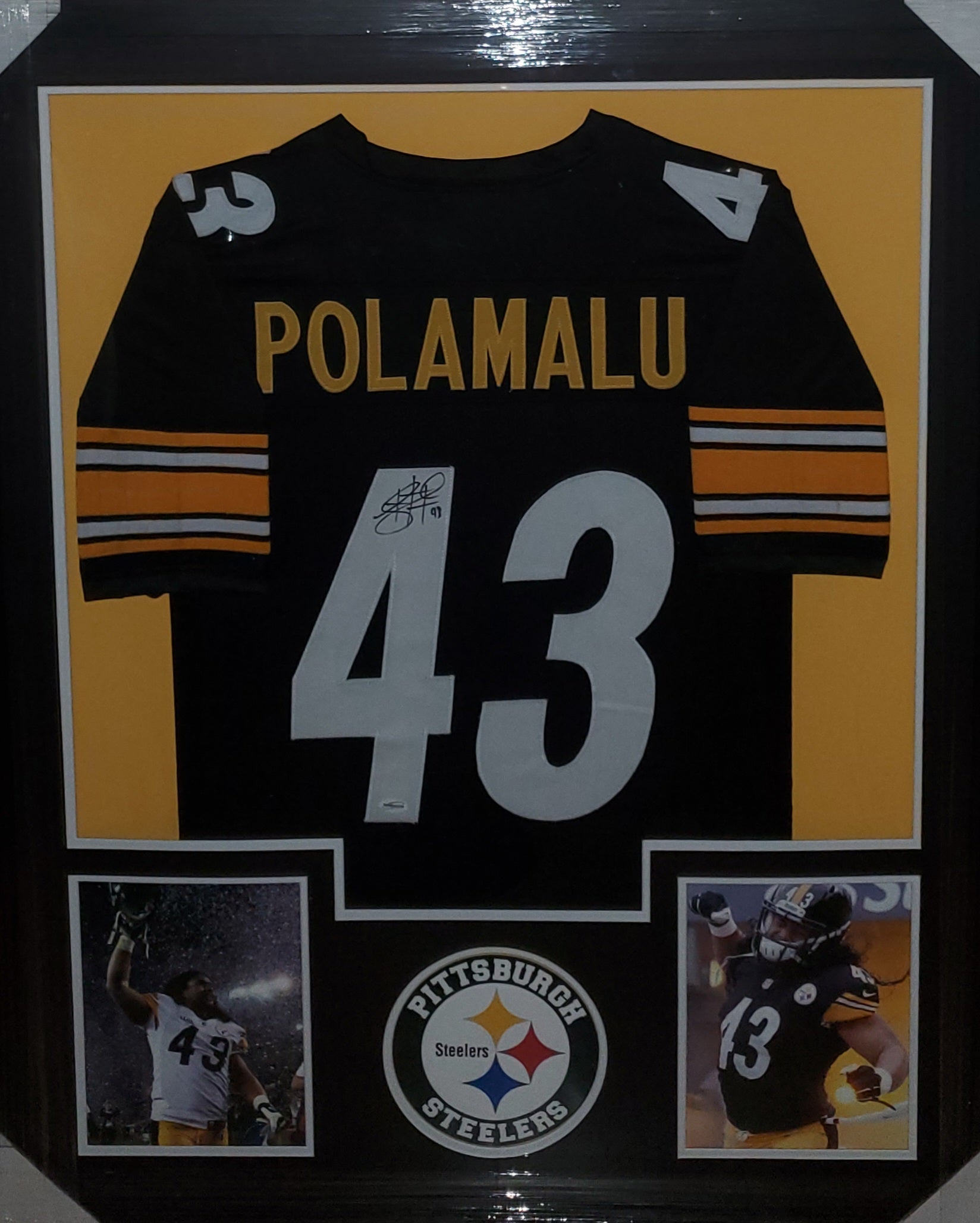 Pittsburgh Steelers Troy Polamalu Framed Autographed Custom Jersey (TSE)