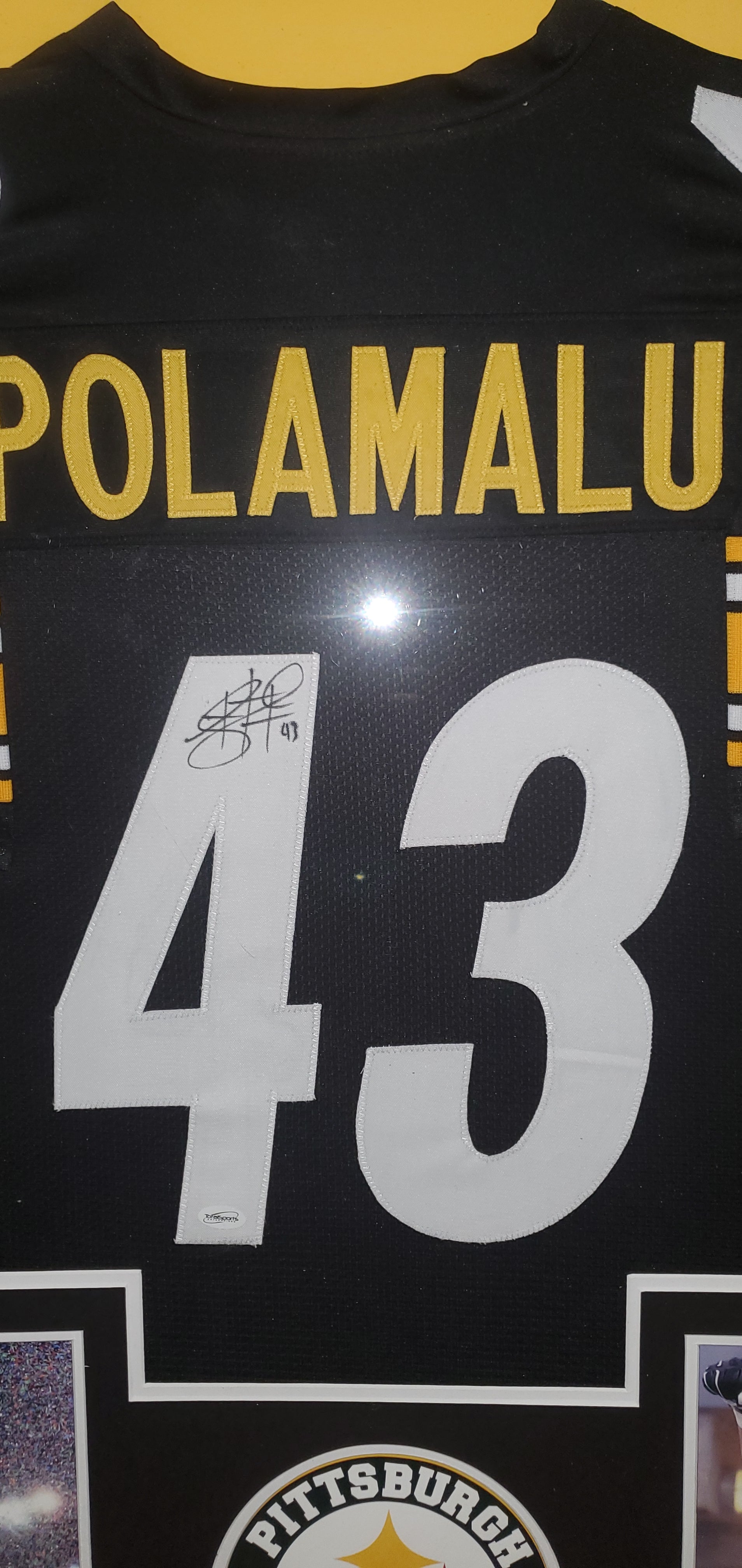 Pittsburgh Steelers Troy Polamalu Framed Autographed Custom Jersey (TSE)