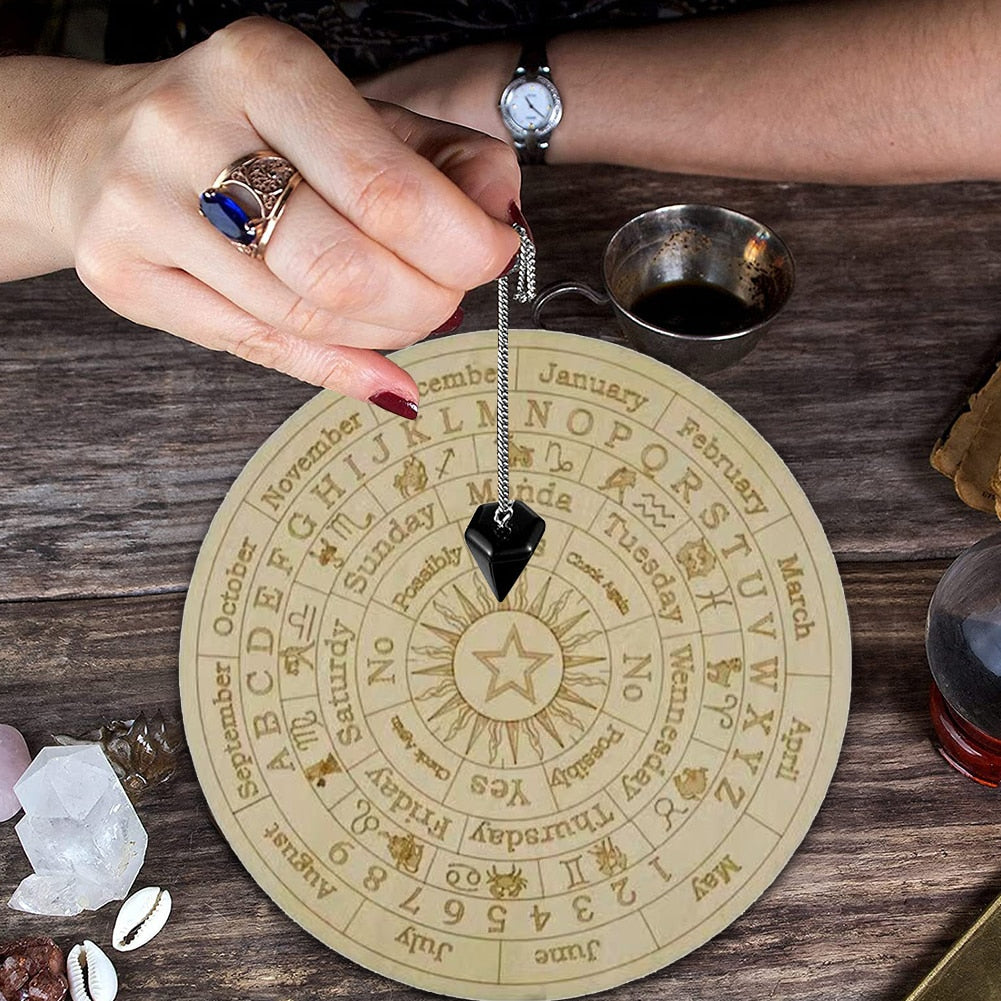 Meditation Board Altar Ornaments -Dreamy Wooden Pendulum Board with Moon Star Divination