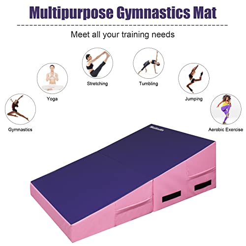 Incline Gymnastics Mat - Tumbling Mats-Folding Gymnastics - Gym Fitness Tumbling Skill Shape Mat for Kids