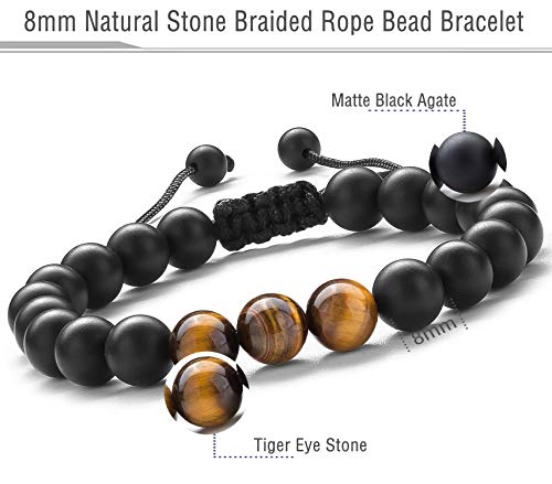 Meditation Gift - Harmony Men and Women Tiger Eye Stone Beads Bracelet Braided Rope Natural Stone Yoga gifts Bracelet Bangle - New Model