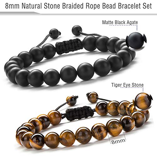 Meditation Gift - Harmony Men and Women Tiger Eye Stone Beads Bracelet Braided Rope Natural Stone Yoga gifts Bracelet Bangle - New Model