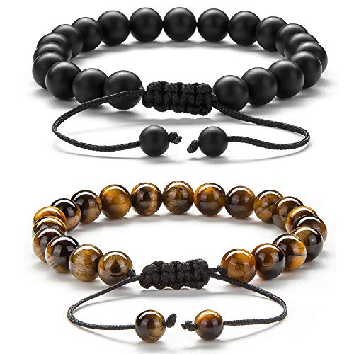 Meditation Gift - Harmony Men and Women Tiger Eye Stone Beads Bracelet Braided Rope Natural Stone Yoga gifts Bracelet Bangle - New Model