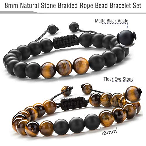 Meditation Gift - Harmony Men and Women Tiger Eye Stone Beads Bracelet Braided Rope Natural Stone Yoga gifts Bracelet Bangle - New Model